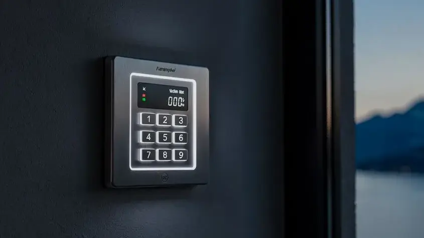Bedienteil einer Einbruchmeldeanlage an der Wand — SECURE ALL-IN Einbruchschutz