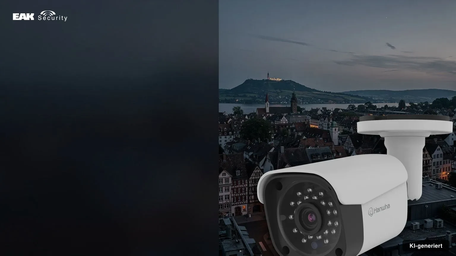 Sicherheitstechnik Singen — EAK Security Sicherheitstechnik in Singen — EAK Security, Überwachungskamera vor der Stadtkulisse von Singen
